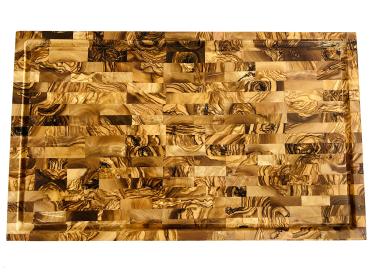 Preview: SmokeMax 2-1 Olivenholz Schneidebrett & Servierbrett – Beidseitig verwendbarer, massiver Holzblock (50 x 30 x 3,5 cm) Preview: SmokeMax 2-1 Servierbrett und Schneidebrett aus hochwertigem Olivenholz.